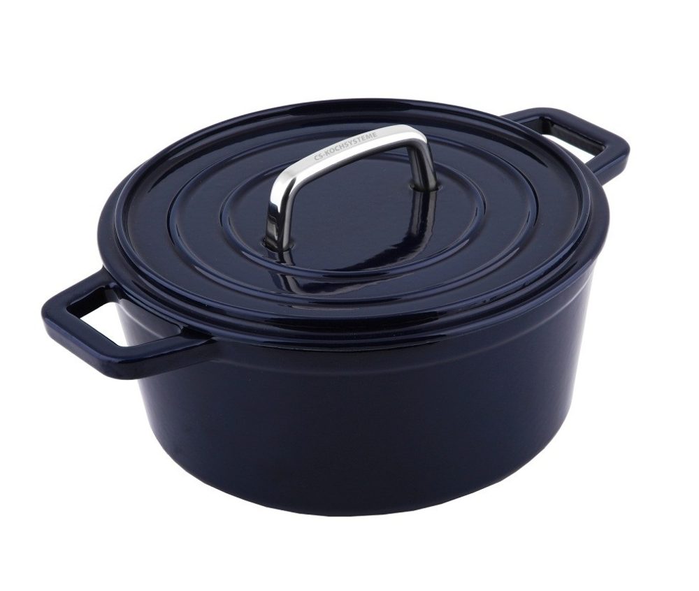 Pekáč s poklicí litinový kulatý se smaltovaným povrchem ALPEN 24 cm modrá - CS Solingen