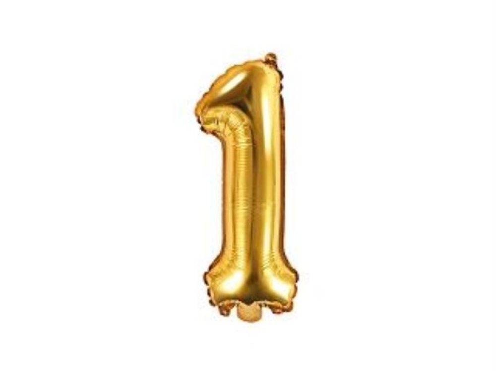 Balón foliový číslice zlatá 35 cm - 1 (NELZE PLNIT HELIEM) - PartyDeco