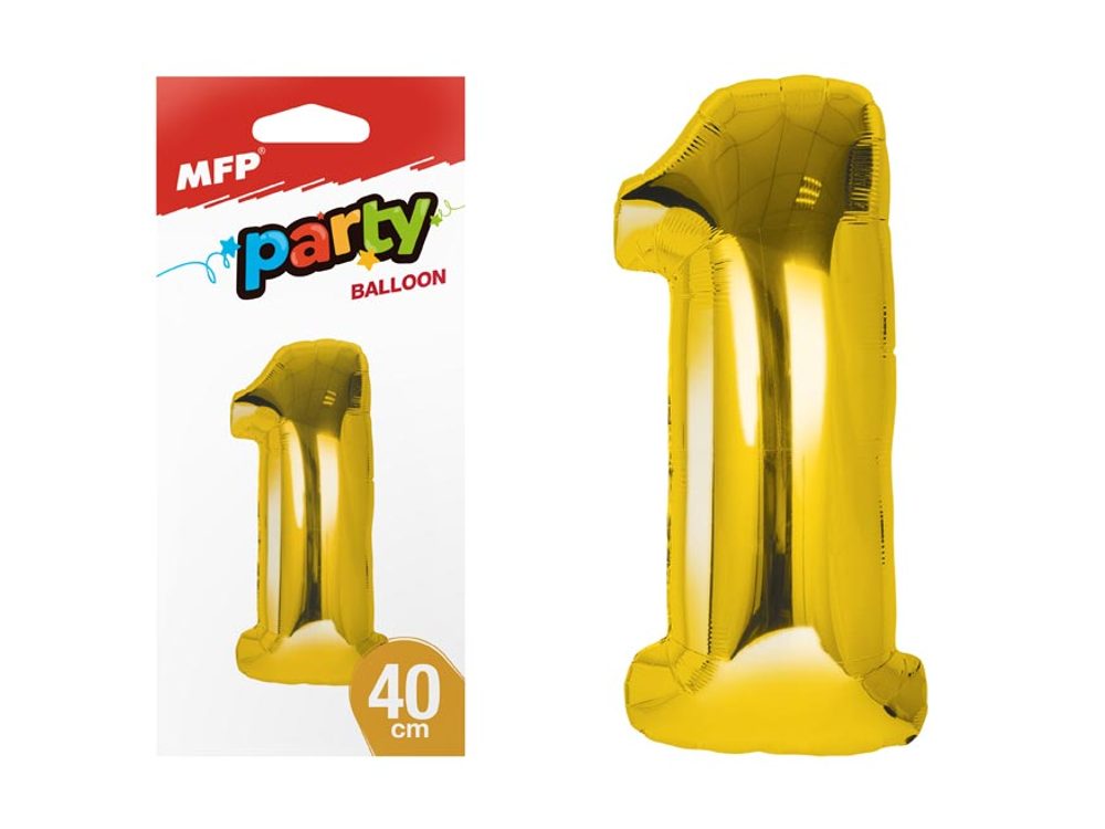 balónek č. 1 nafukovací fóliový 40 cm - zlatý 8000174 - MFP Paper s.r.o.