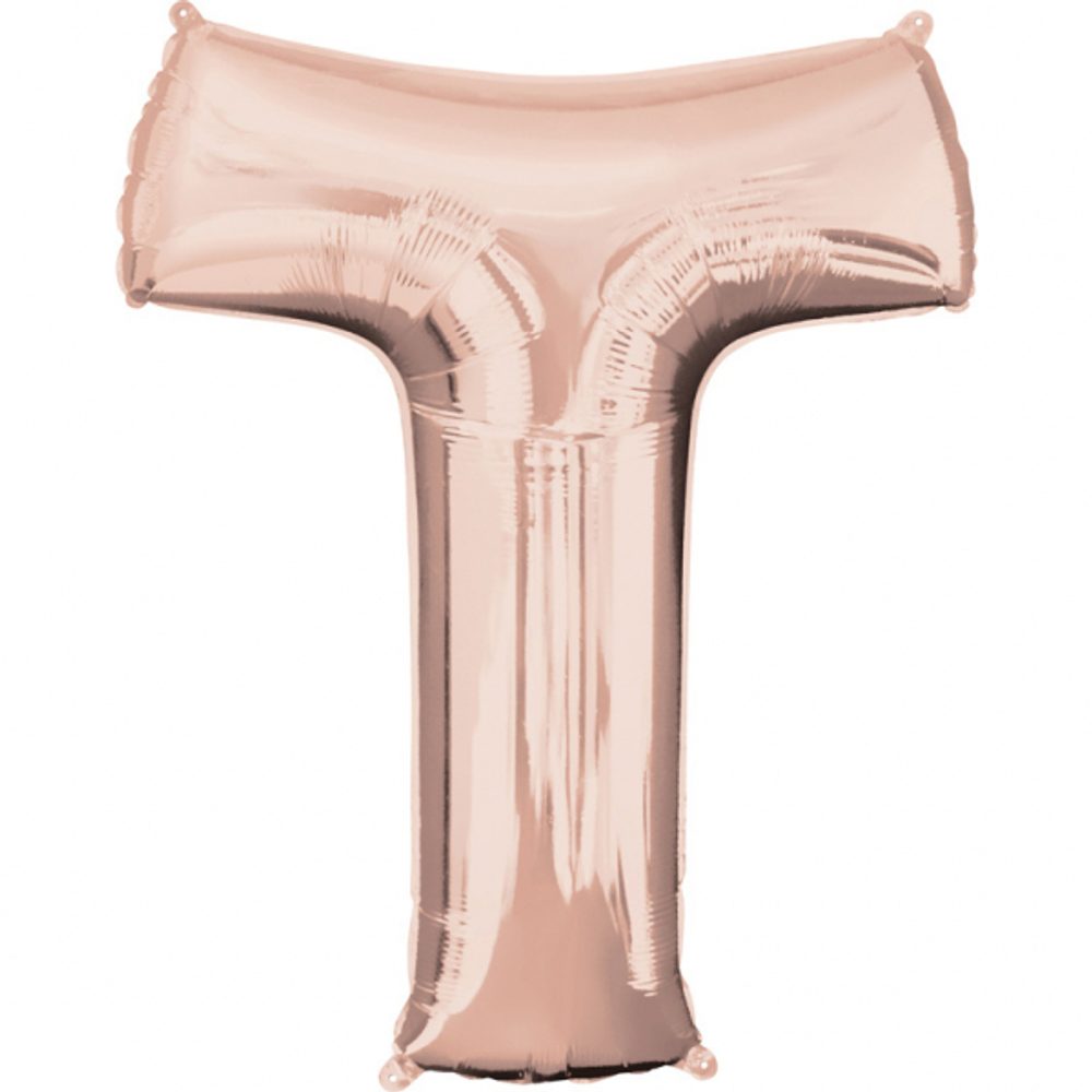 Písmeno T růžovo-zlaté foliový balónek 83 cm - Amscan