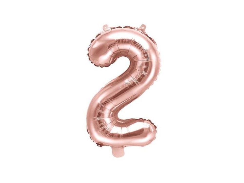 Balón foliový číslice růžovozlatá - Rose Gold 35 cm - 2 (NELZE PLNIT HELIEM) - PartyDeco