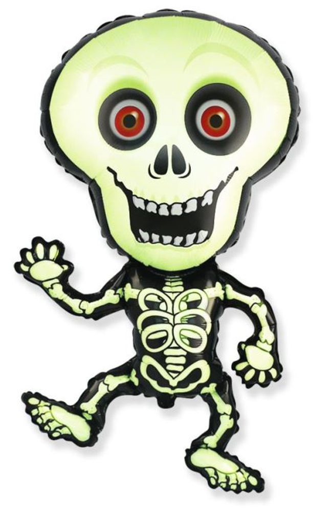 Balón foliový Skeleton - Kostra 82 cm - Halloween - černo-zelený - FLEXMETAL