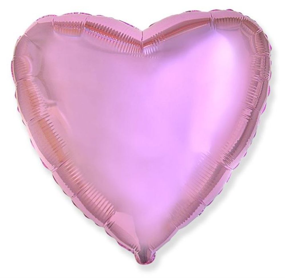 Balón foliový 45 cm Srdce světle růžové metalické - FLEXMETAL