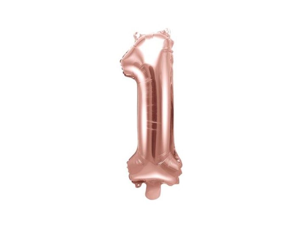 Balón foliový číslice růžovozlatá - Rose Gold 35 cm - 1 (NELZE PLNIT HELIEM) - PartyDeco