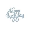 Silver cake topper Happy Birthday 14 cm