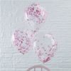 Balloons 6 pcs 30 cm - transparent with pink confetti