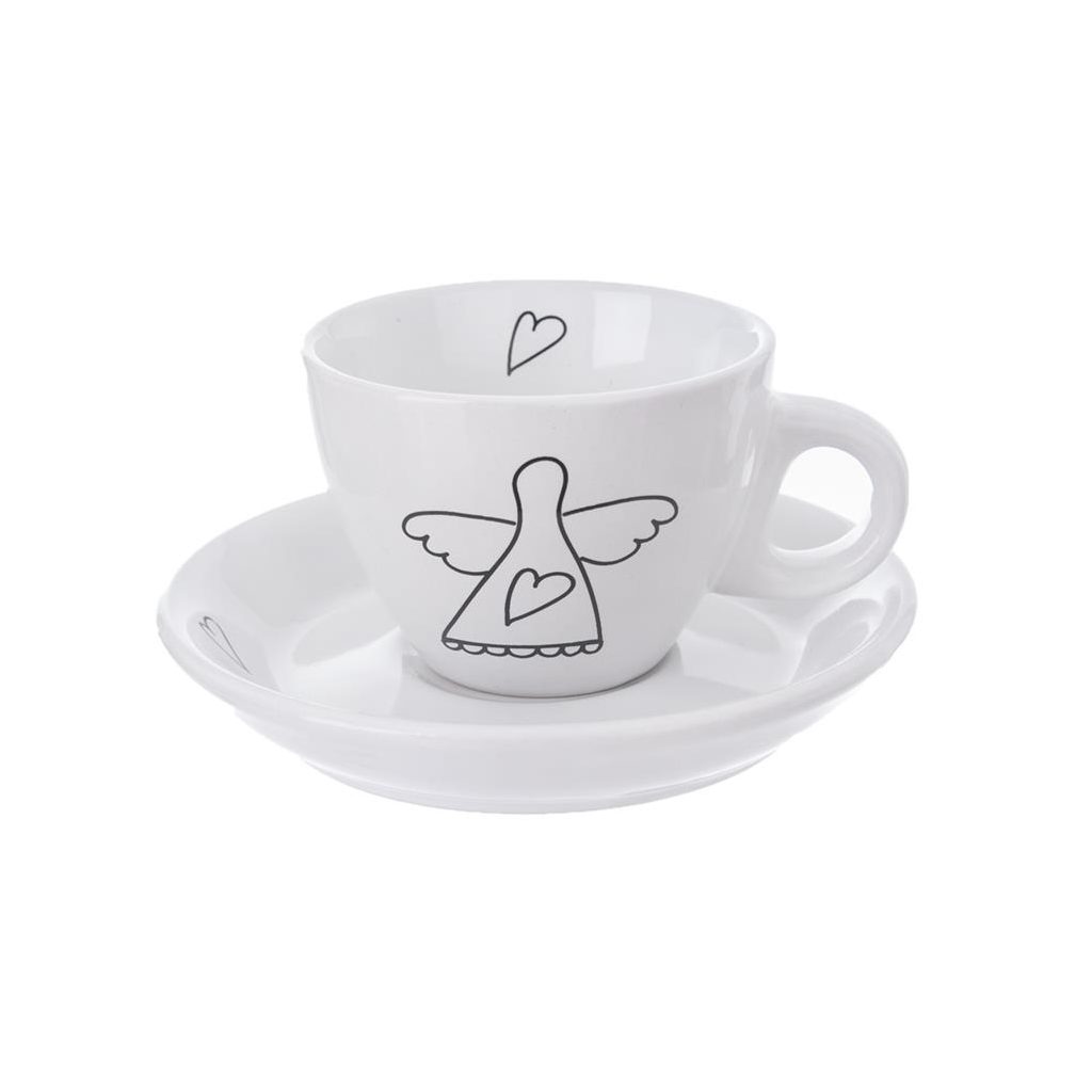 Hrnček keramický + tanierik ANGEL 0,09 l 2 ks | ORION domácí potřeby | Šálky  a podšálky | Dometa | kvalitné domáce potreby