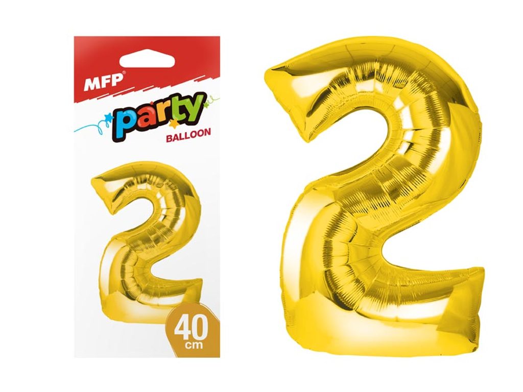 balónek č. 2 nafukovací fóliový 40 cm - zlatý 8000175 | MFP Paper s.r.o. |  Papírnictví | Dometa | kvalitní domácí potřeby