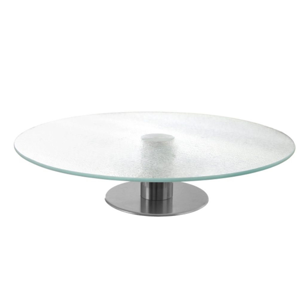 Servírovací podnos - otočný stojan pod dort - sklo ocel - pr. 30 cm | Lazy  susan stojany | Dometa | kvalitní domácí potřeby