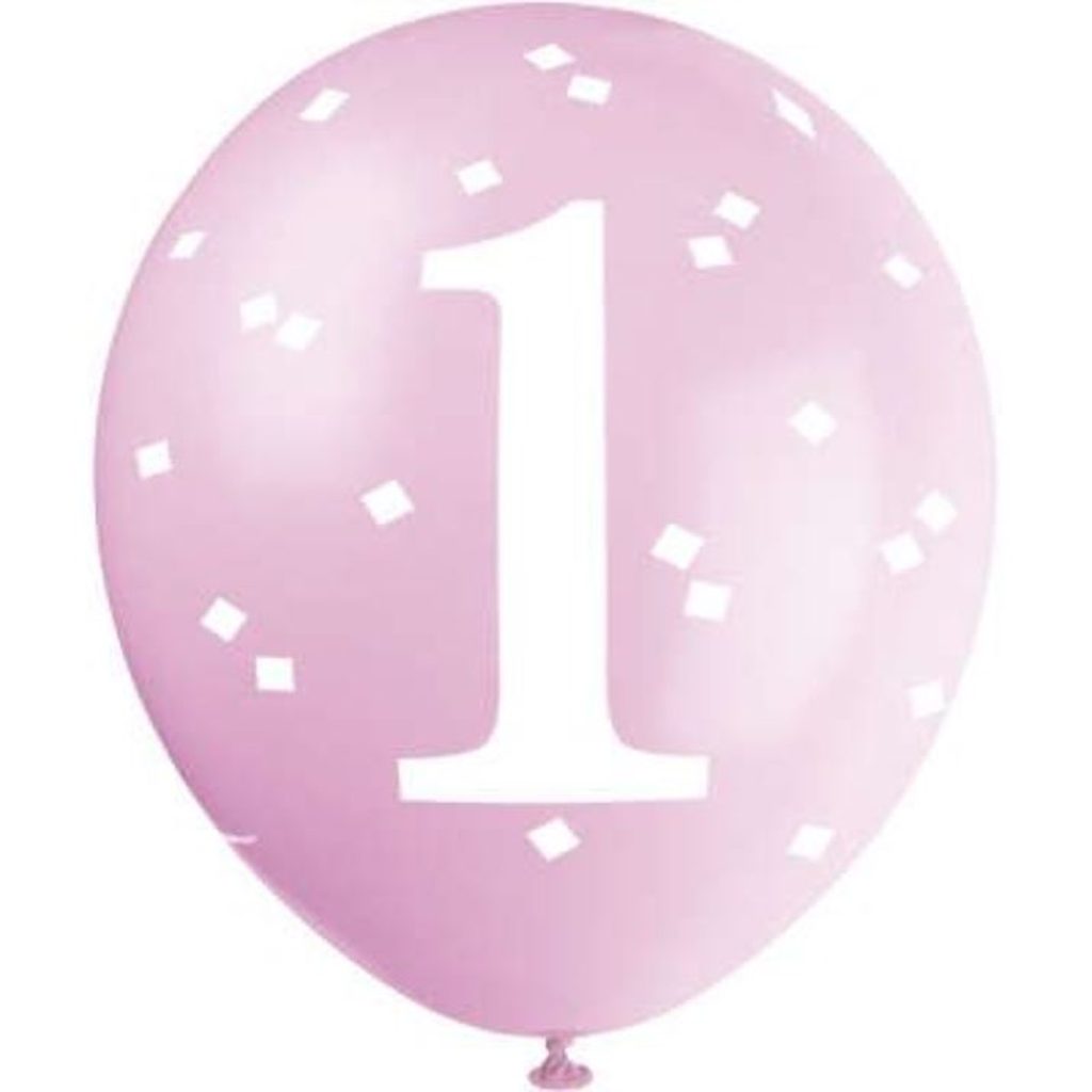 Balónky 1. narozeniny HOLKA - 5 ks - 30 cm - RŮŽOVÉ | UNIQUE | Balóniky |  Dometa | kvalitné domáce potreby