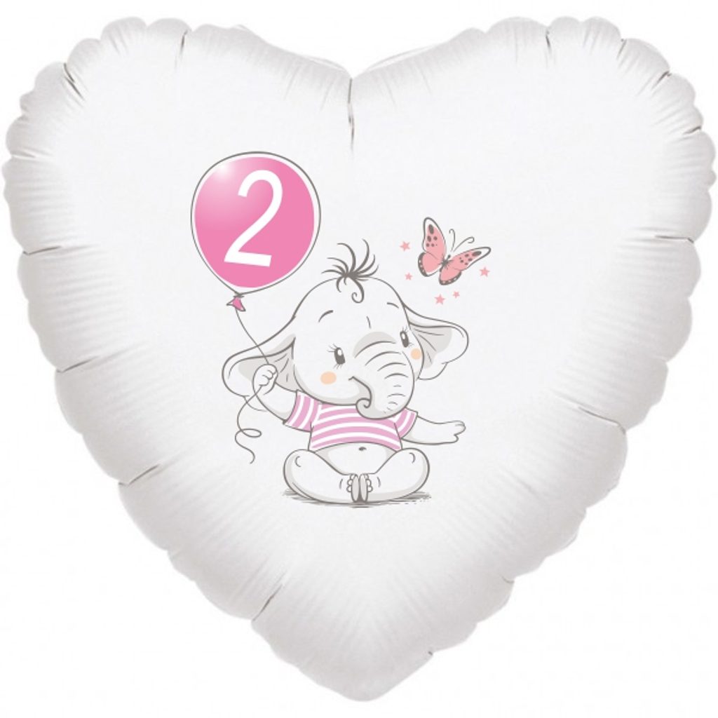 2. narozeniny růžový slon srdce foliový balónek | Foliové balónky | Dometa  | kvalitní domácí potřeby