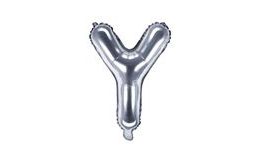 Fólia léggömb "Y" betű, 35 cm, ezüst (NEM Tölthető héliummal)