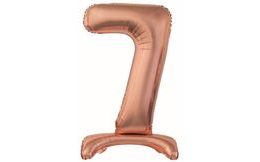 Balón foliový číslice RŮŽOVO ZLATÁ / ROSE GOLD na podstavci, 74 cm - 7