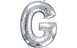 Písmeno G stříbrný foliový balónek 81 cm x 63 cm