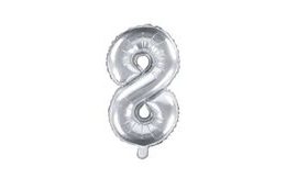 Balloon foil numerals SILVER 35 cm - 8 (CANNOT FILL WITH HELIUM)