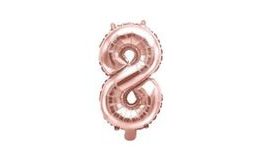 Rose Gold Foil Balloon Number 8 - 35 cm (CANNOT BE FILLED WITH HELIUM)