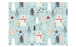 Wrapping paper LUX - Christmas trees and bears - sheets 100x70 cm