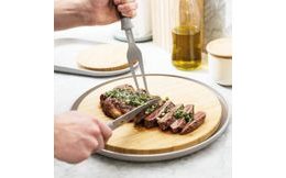 Stainless steel/wood steak fork - set of 6