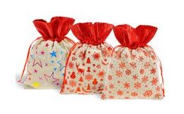 sáček textil vánoční potisk 13x17cm mix 5800735