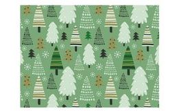 Wrapping paper Christmas LUX - green with trees - 100x70 cm