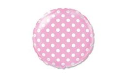 Balón foliový Kulatý růžový s bílými puntíky 45 cm
