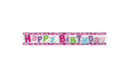 Happy Birtday Banner Garland 180 cm pink