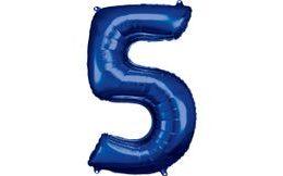 Balónek fóliový narozeniny číslo 5 modré 86cm