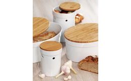 Ceramic / bamboo breadbox SALENA