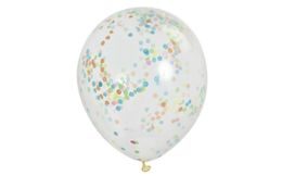 Balóniky 6 ks 30 cm - transparentné s farebnými konfetami