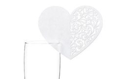 Heart shaped wedding cards for glass 9,2 x 7,8 cm - 10 pcs