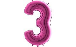 Pink Foil Balloon Number 3 - 115 cm