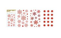 samolepky vánoční vločky 80x120mm červená 8882326