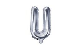 Balón foliový písmeno "U", 35 cm, stříbrný (NELZE PLNIT HELIEM)