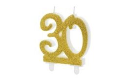 Birthday candle 30, GOLD - 7,5 cm