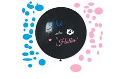 Balón latexový s nápisem " Kluk nebo holka ? " (+ konfety) - Gender reveal - Baby shower - 80 cm