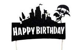 Zápich do dortu Fortnite město - Happy Birthday
