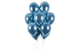 Chrome Balloons 50 pcs Blue Glossy - Diameter 33 cm