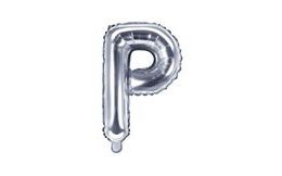 Fóliový balón písmeno "P", 35 cm, strieborný (NELZE PLNIT HELIEM)