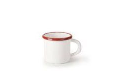 Enamel mug red and white 8 cm