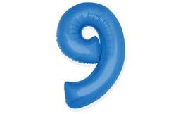 Blue Foil Balloon Number 9 - 35 cm (NOT HELIUM FILLABLE)