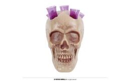 Dekorace plastová lebka s panáky - Halloween 20 cm