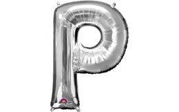 Písmena P stříbrné foliové balónky 22cm x 33cm