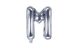 Balón foliový písmeno "M", 35 cm, stříbrný (NELZE PLNIT HELIEM)