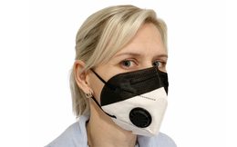 Respiratory protective mask KN95 with exhalation valve - black and white