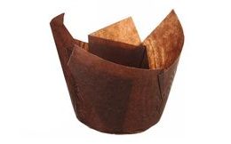 Barna tulipán muffin kosár arany mintával (12 db)