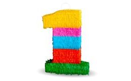 Piñata number " 1 " coloured - breakable, 50x35x7,5 cm