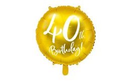 Zlatý fóliový balón 40. narodeniny, 45 cm