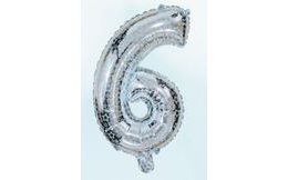 Balloon foil numerals silver 35 cm - 6 (NELZE PLNIT HELIEM)