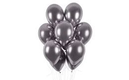 Balónky chromované 50 ks vesmírně šedé lesklé - průměr 33 cm