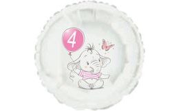 4. narozeniny růžový slon kruh foliový balónek